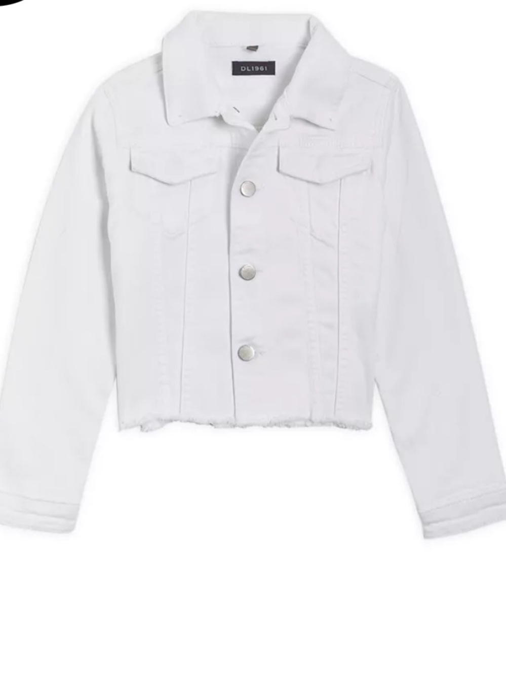 DL1961 Manning Denim Trucker Jacket in Milk Girls Size L White Raw Hem